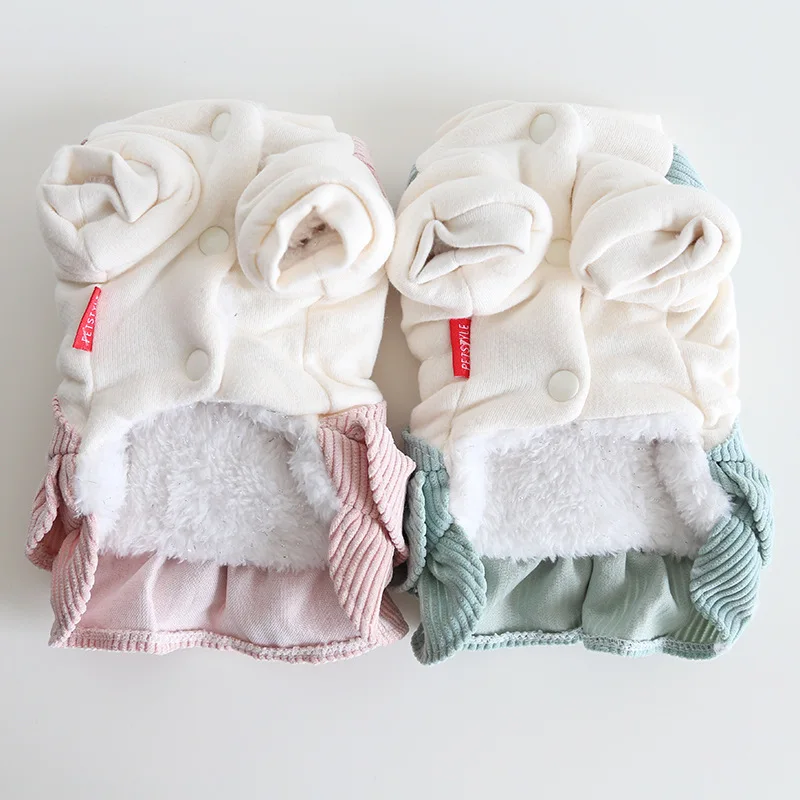 Abrigo de lana para mascotas, falda con correa de terciopelo para Conejo, ropa para gatos, ropa para perros, ropa para cachorros, accesorios para perros, Otoño e Invierno - imagen 4