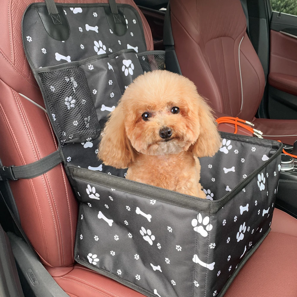 Asiento de coche para perros con bolsillos de almacenamiento, funda para asiento de coche para perros de viaje, hamaca plegable, cesta para asiento de coche para perros pequeños y medianos - imagen 2
