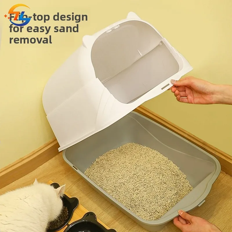 Citas de cama para gatos, caja de arena para gatos completamente cerrada, suministros grandes para mascotas, inodoro portátil a prueba de salpicaduras para gatos - imagen 2