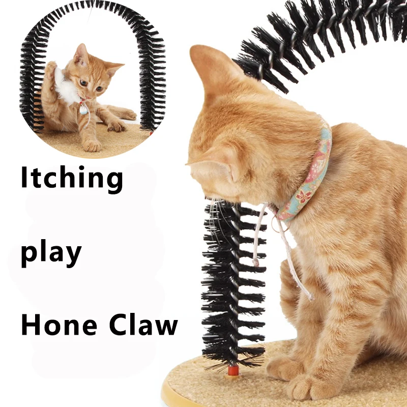 Juguetes para gatos, cepillo para el pelo con arco, masajeador para gatos con ratón de peluche, tablero para rascar gatos, cepillo para el pelo para mascotas, juguetes interactivos para mascotas - imagen 2