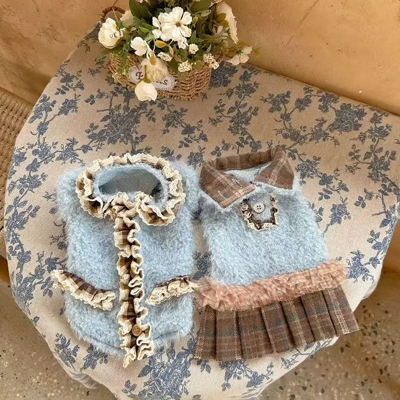 Ropa acogedora para perros de otoño e invierno: cálido vestido de princesa y abrigo tipo suéter, perfecta para perros pequeños Bichon y maltés