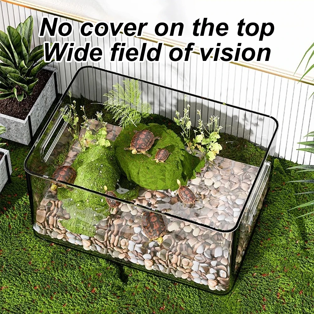 Caja de hábitat de tortuga terrestre acuática transparente, caja de tanques de peces para reptiles, anfibios, suministros para mascotas, 1 ud. - imagen 4