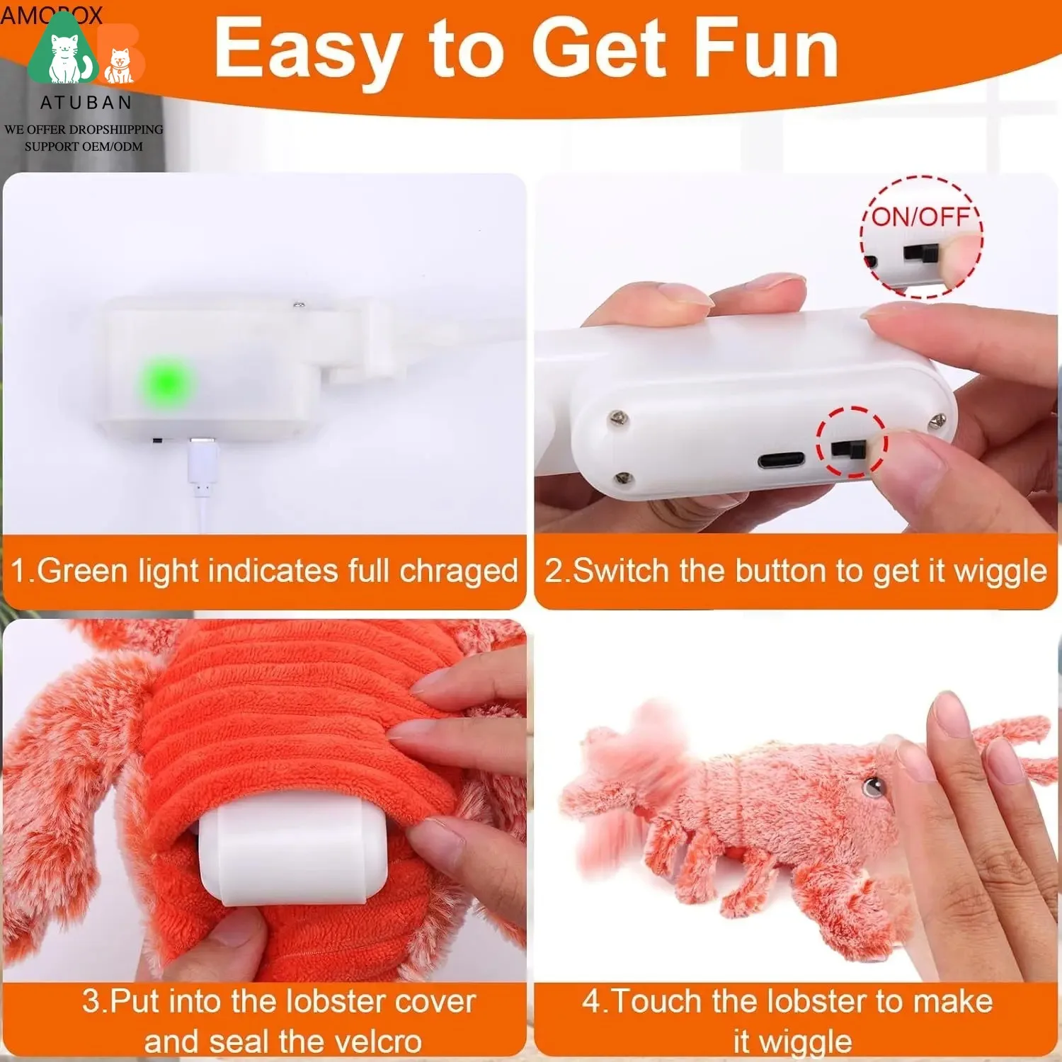 Juguete langosta recargable para gatos y cachorros – Felpa suave - imagen 5