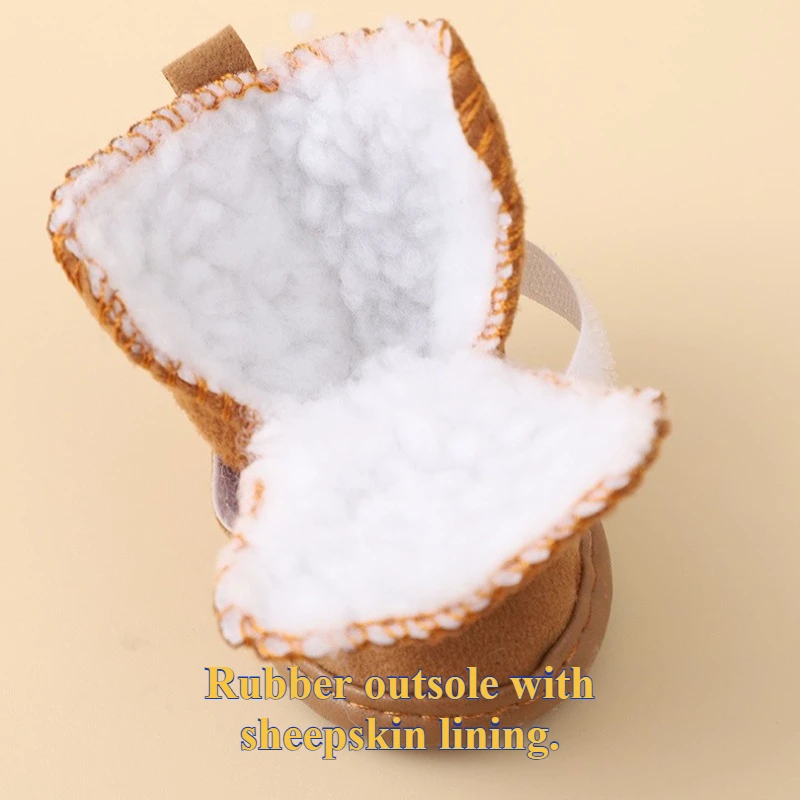 Botas de nieve de invierno para perros, zapatos cálidos y antideslizantes de felpa gruesa para nieve y lluvia, botas antideslizantes para mascotas, calzado para cachorros y gatos, 4 Uds. - imagen 3