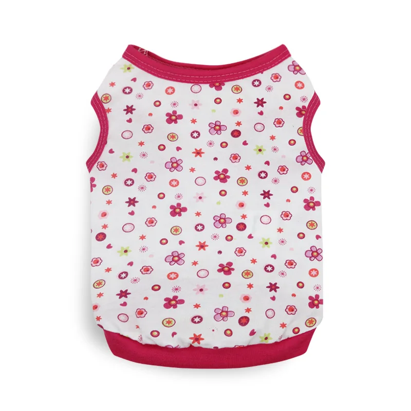 Ropa para perros de primavera y verano, camisa transpirable para perros con estampado de flores, chaleco sin mangas para cachorros, camiseta a la moda para perros medianos y extra pequeños - imagen 4