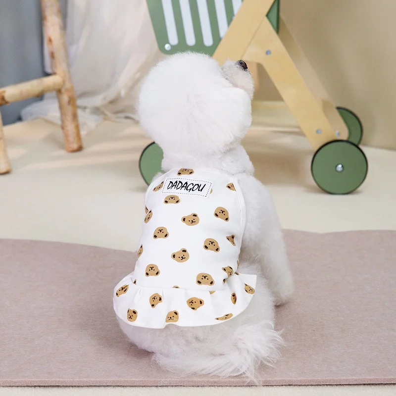 Ropa de verano para cachorros, bonito oso, tirantes para mascotas, vestido para perros, camisa para gatos, disfraz de Chihuahua Bichon, falda, chaleco para perros, camiseta refrescante para perros - imagen 2