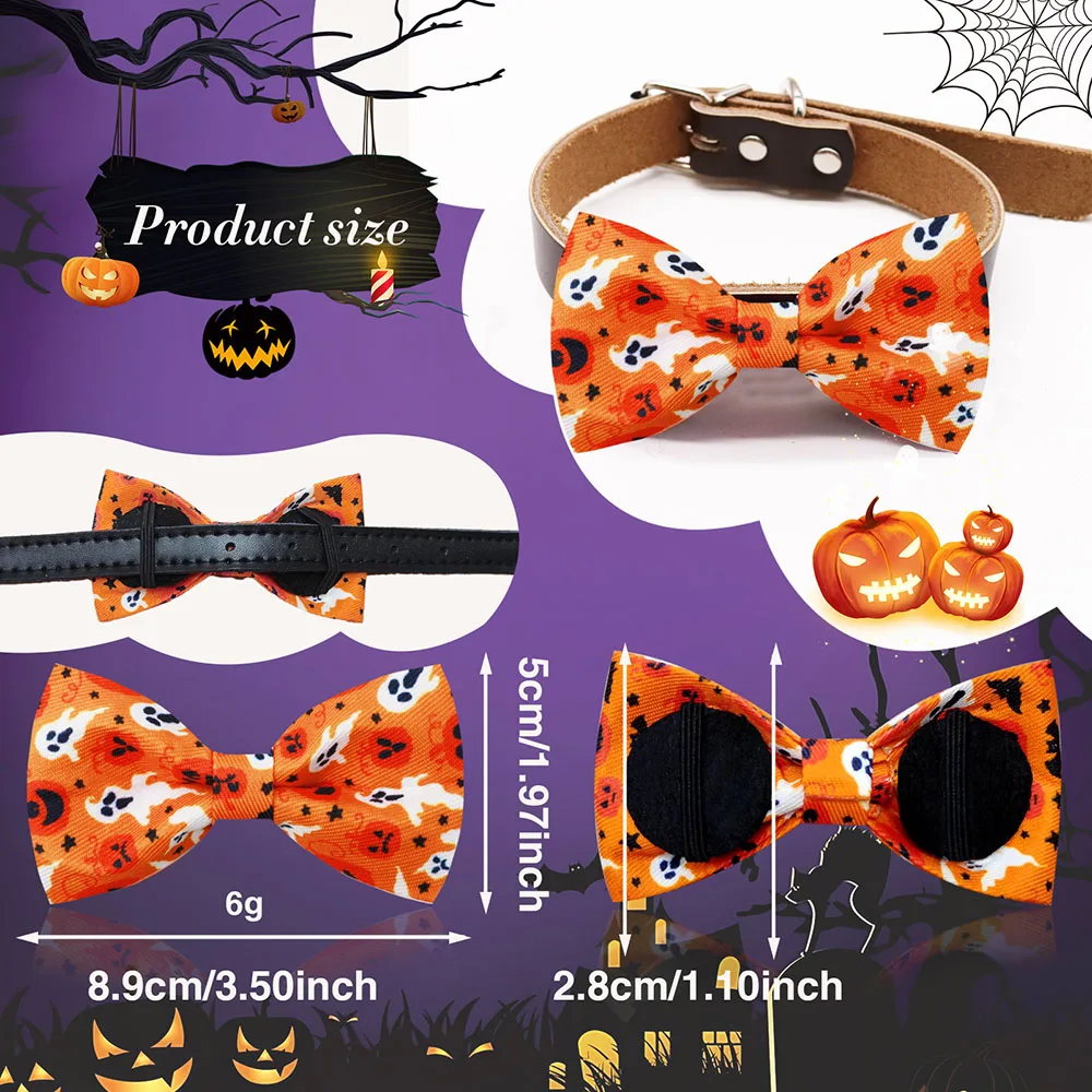 50 Uds. Accesorios para Collar de perro para Halloween, pajaritas extraíbles para perros pequeños y gatos, productos de aseo para perros estilo Skukll, suministros para mascotas - imagen 2