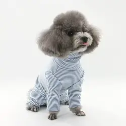 Abrigo de peluche a rayas para perro cachorro – Cuello alto y vientre protegido