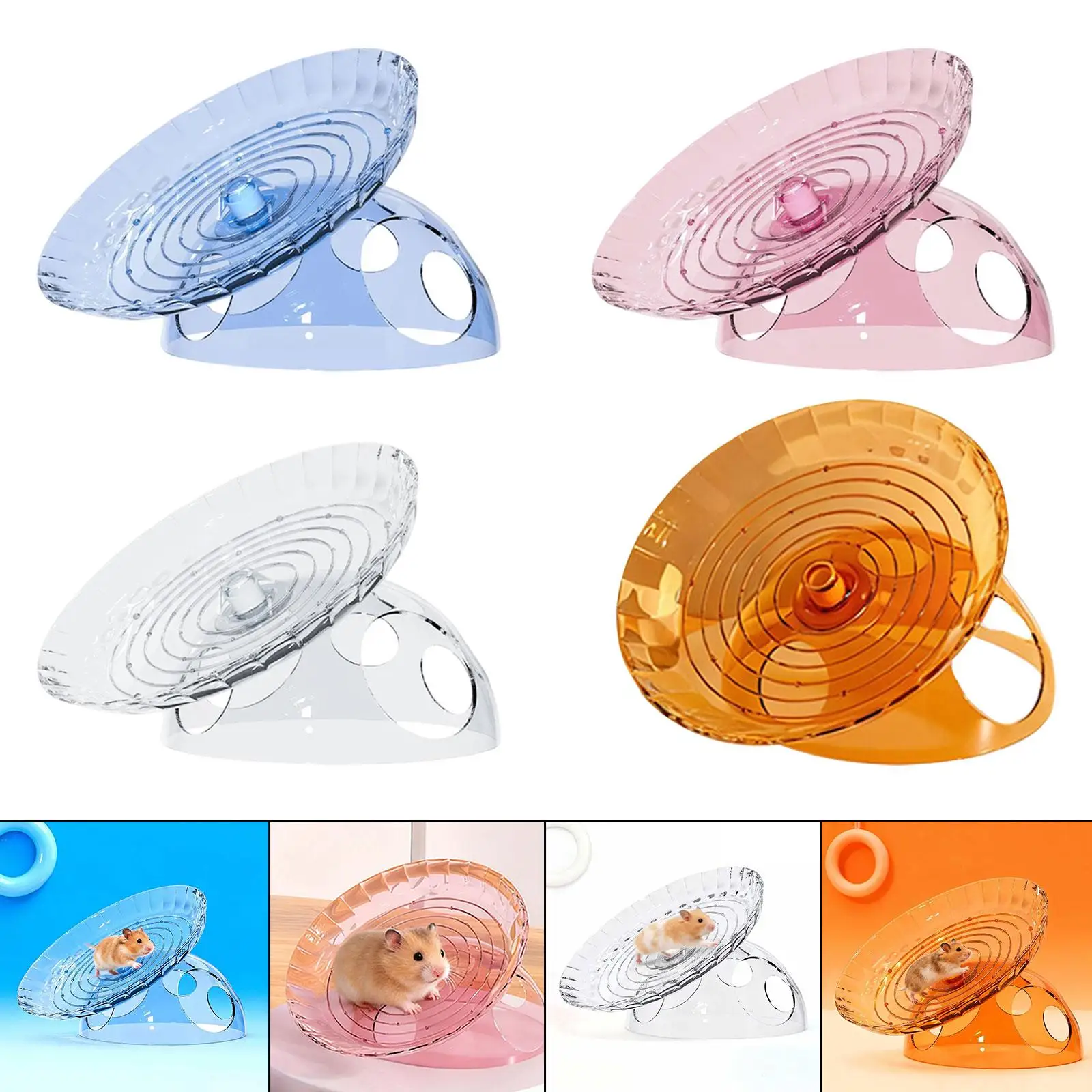 Rueda de ejercicio para hámster, Material PET, disco para correr silencioso, juguete multifuncional para patio de juegos, accesorios para jaulas de animales pequeños - imagen 4