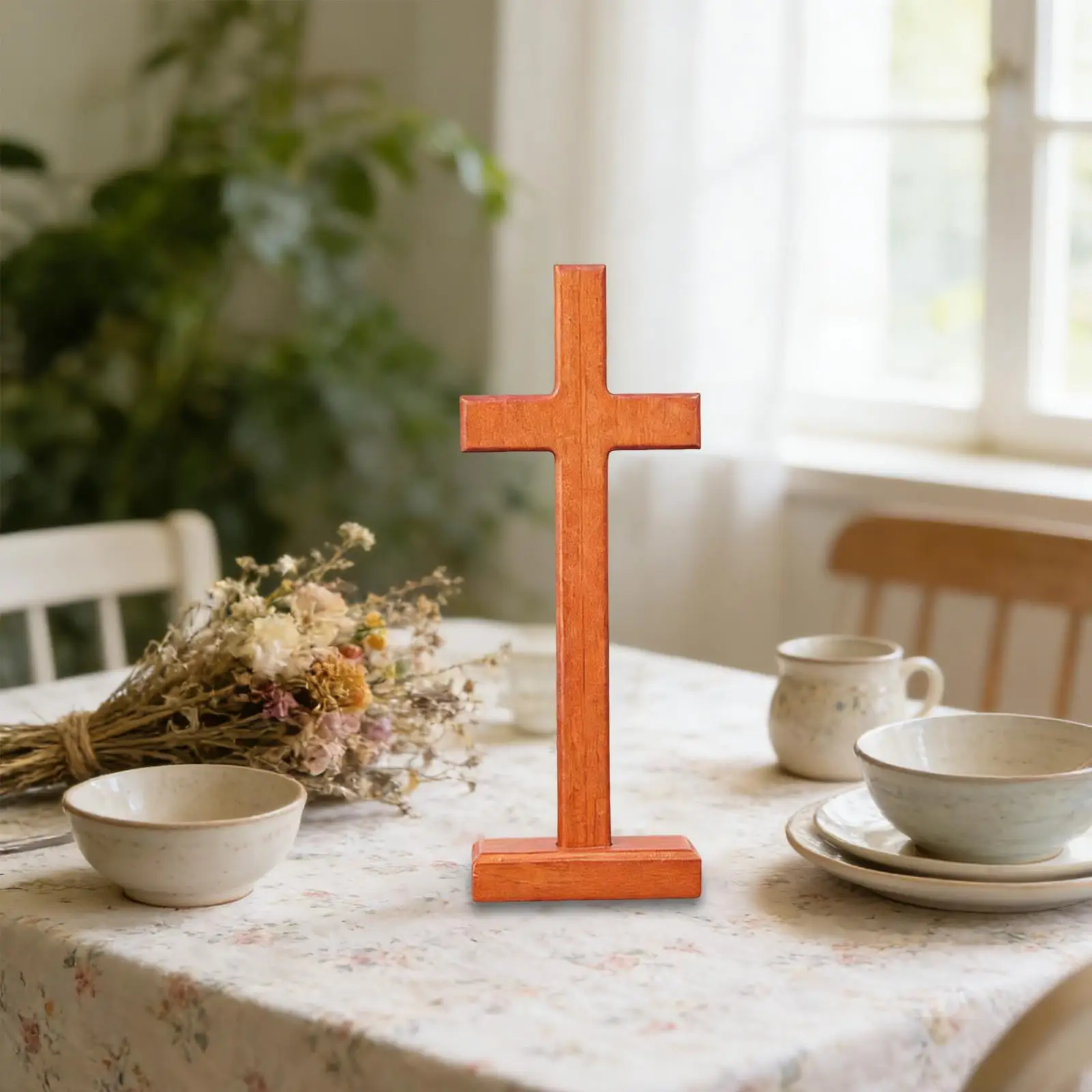 Cruz madera doble cara escultura cristiana decoración perros gatos