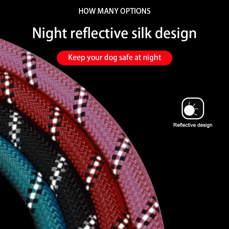 Collar y correa para perro 2 en 1, correa duradera antideslizante para perro, mango acolchado, hilos reflectantes, cuerda de entrenamiento para perros, 7 colores - imagen 2
