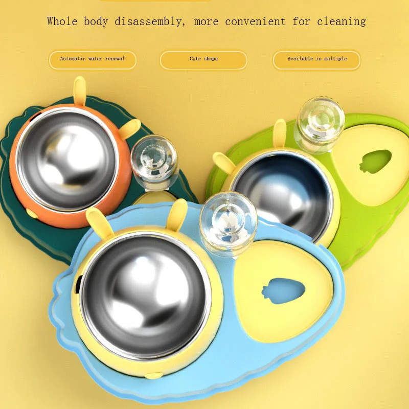 Cuenco doble de acero inoxidable para Alimentación de Mascotas, recipiente antideslizante para gatos, máquina automática para beber - imagen 3