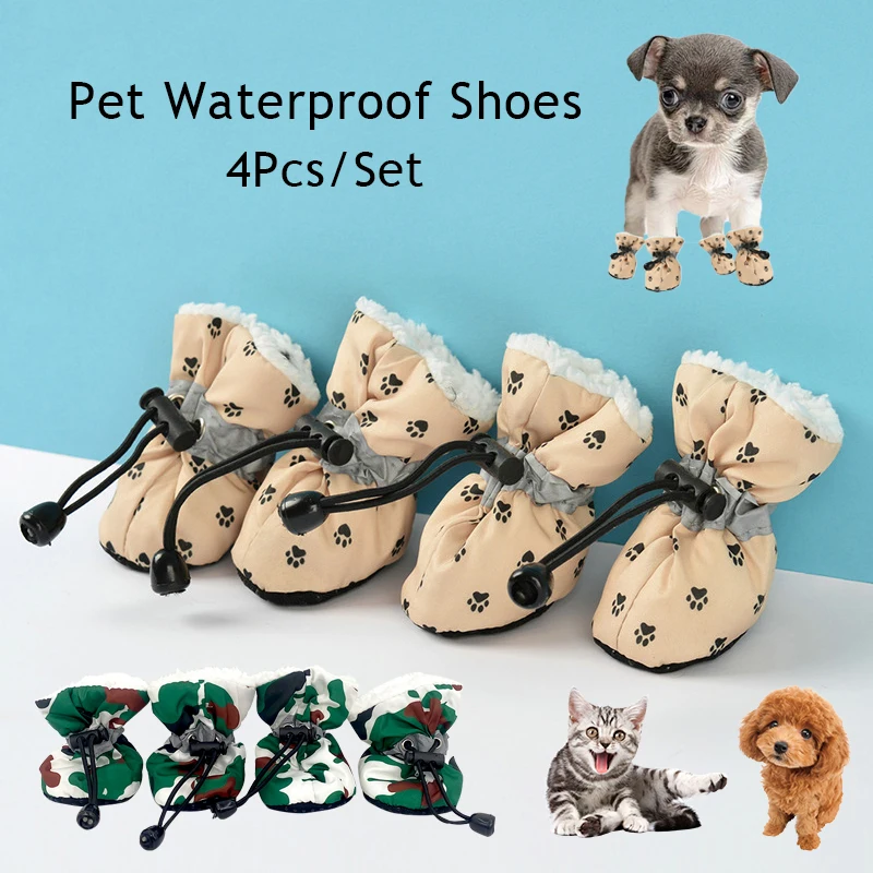 Zapatos transpirables de suela suave para perro, productos para mascotas con estampado bonito, impermeables, transpirables y cálidos, adecuados para perros pequeños y medianos - imagen 2