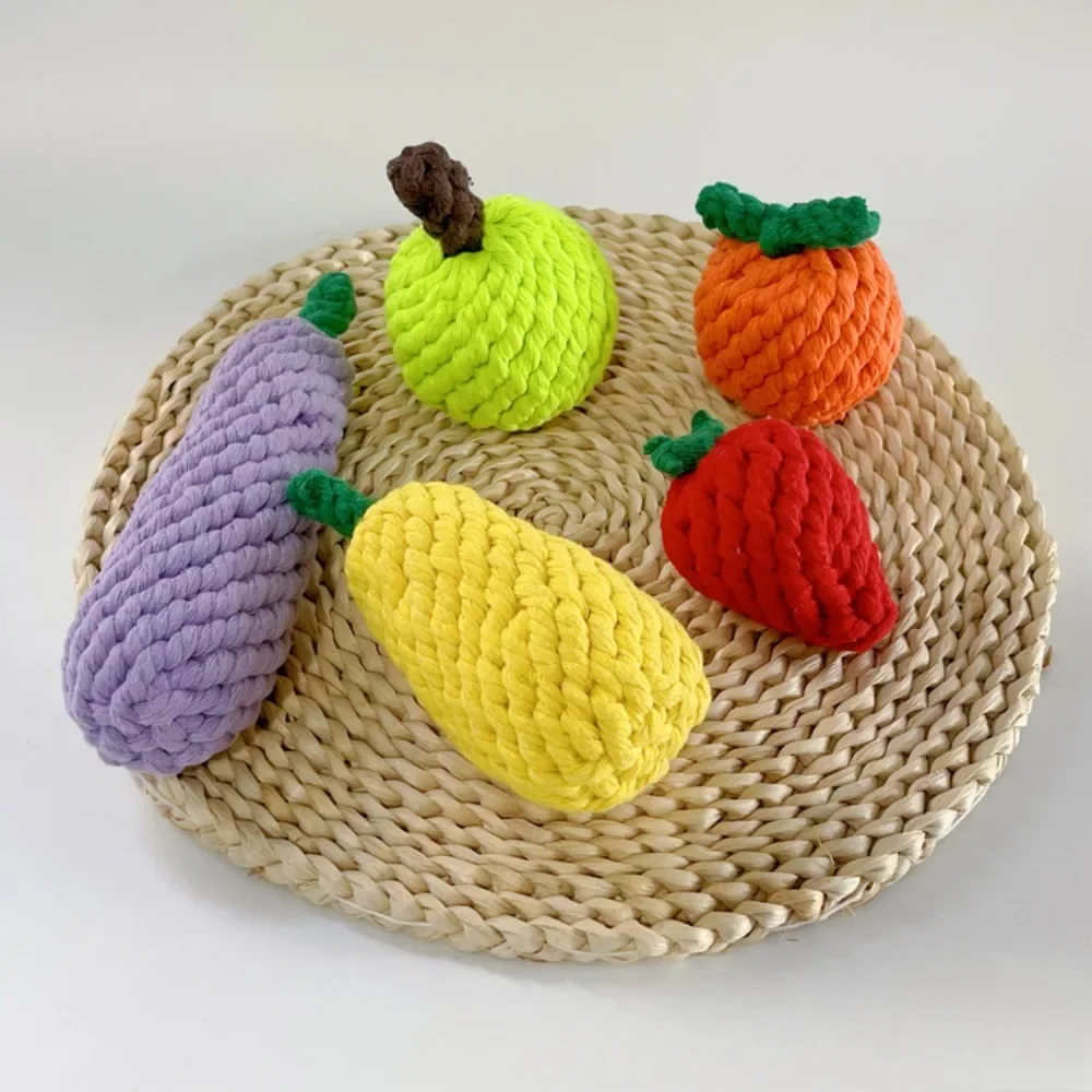 Juguetes para perros pequeños, cuerda de algodón, berenjena, fresa, gato, perro, cuerda de algodón, juego de juguetes de frutas, accesorios para cachorros