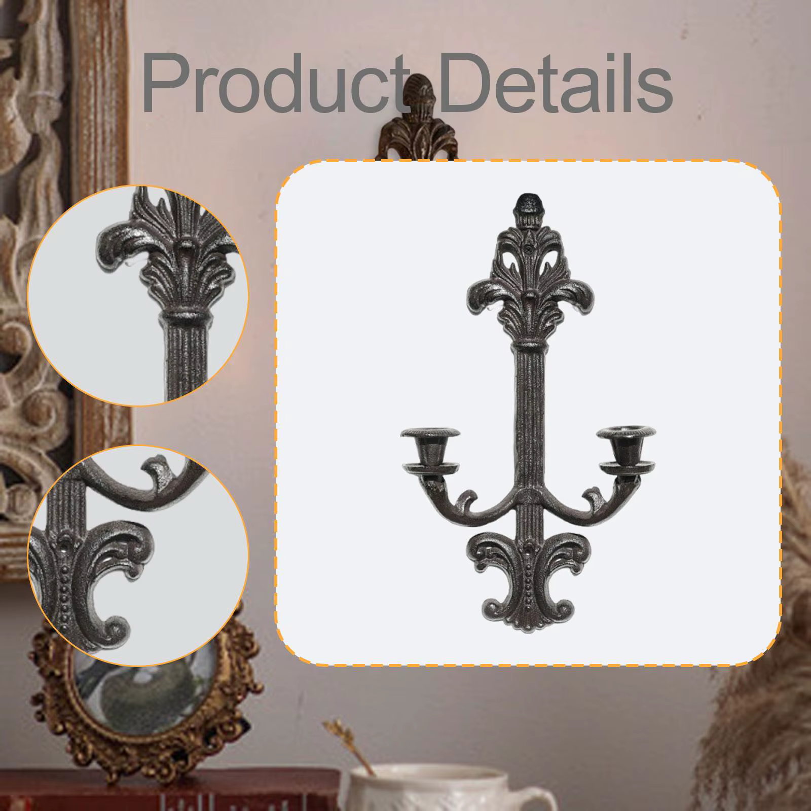 Portavelas de pared decorativo – Para salón y mesa - imagen 3
