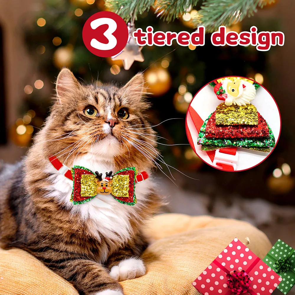 Accesorios navideños brillantes para perros pequeños, corbatas para perros pequeños, Collar de pajarita para perros pequeños, 50 piezas - imagen 2