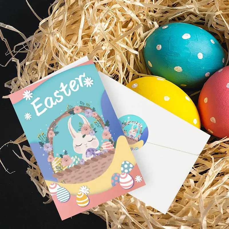 Tarjeta de felicitación de Pascua con sobre y pegatinas, tarjetas de regalo, postal DIY, 6 juegos, cumpleaños para niños - imagen 4