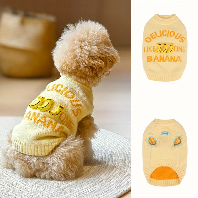 Suéter grueso para perros, ropa para mascotas de dos patas para otoño e invierno, chaleco tejido para mascotas, jersey para mascotas, prendas de punto, ropa cálida para perros, amarillo