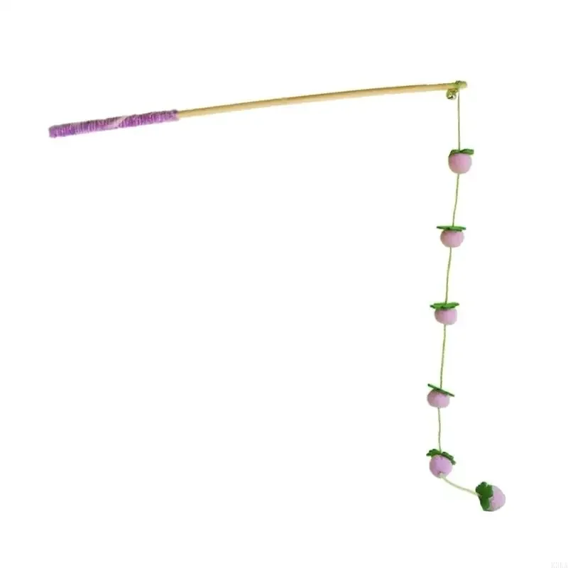 Juguete para gatos con mango de madera en forma de fruta, palo largo para jugar interactivo y resistente a morderse, Ideal para mantener los gatos divertidos - imagen 5
