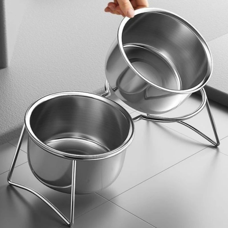 Comedero doble elevado para perros y gatos – Acero inox antideslizante - imagen 5