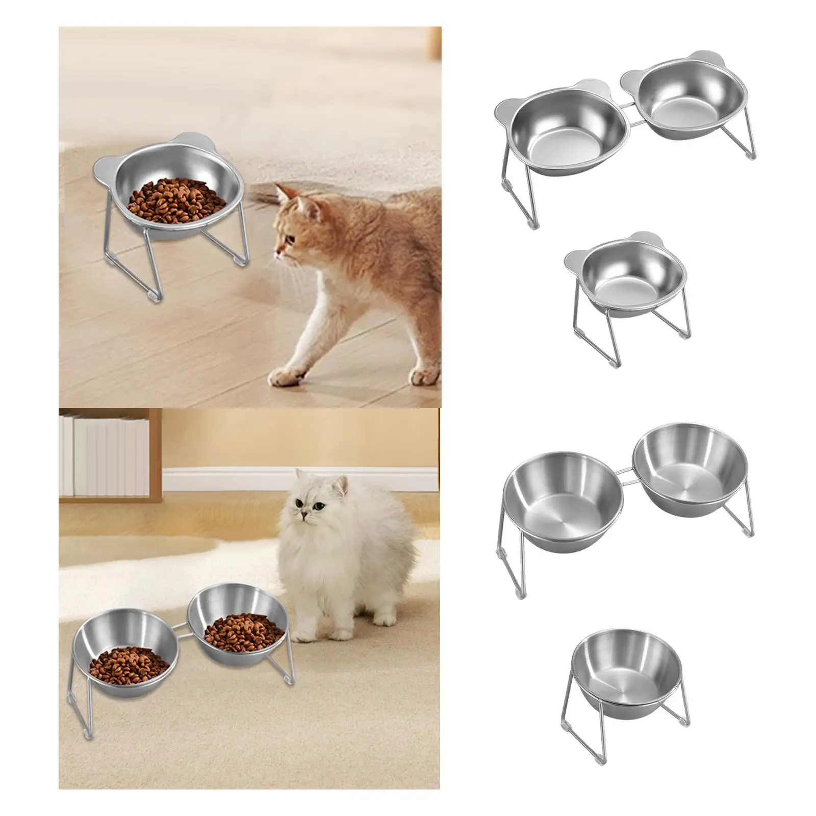 Cat Bowl Tilted Decor with Stand Elevated Pet Feeder for Indoor Outdoor Home