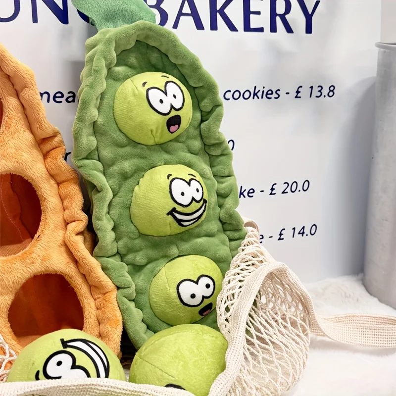 Juguetes interactivos para olfatear perros de peluche, juguetes de guisante para mascotas para perros pequeños y medianos, rompecabezas resistente a mordeduras, juguete chirriante para cachorros, accesorios para perros