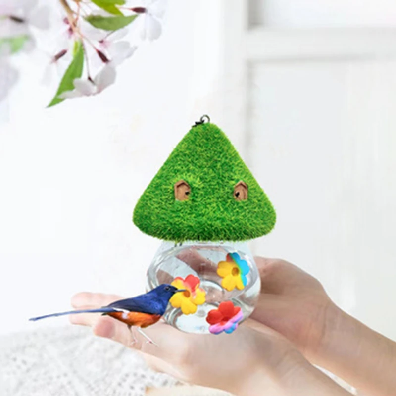 Comedero para colibríes para exteriores, comedero colgante con forma de seta para pájaros con puertos de alimentación de flores para decoración de jardín al aire libre y patio trasero - imagen 3