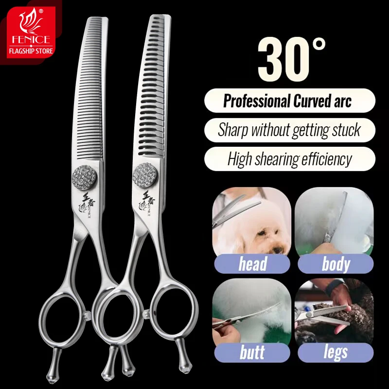 Tijeras aseo perros fenice tornillo diamante tijeras curvas 7 75 pulgadas tijeras más delgadas tijeras belleza perros - Detalle del sistema de perros