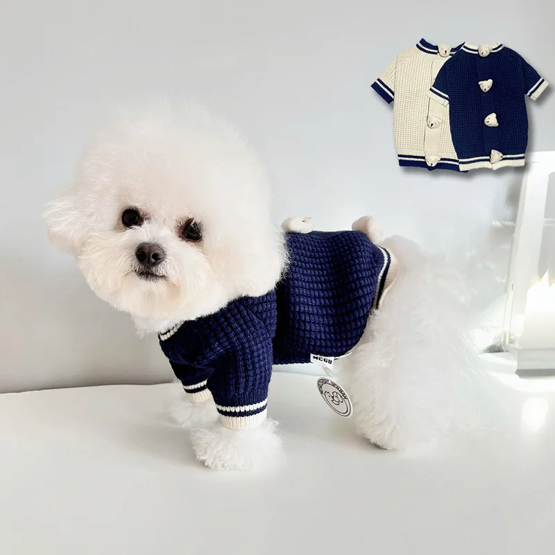 Suéter de oso para mascotas, suéter con parte inferior para perro, bonito peluche maltés, Yorkshire, perro pequeño, empalme de otoño/invierno, suéter de oso Simple, ropa para gato - imagen 3