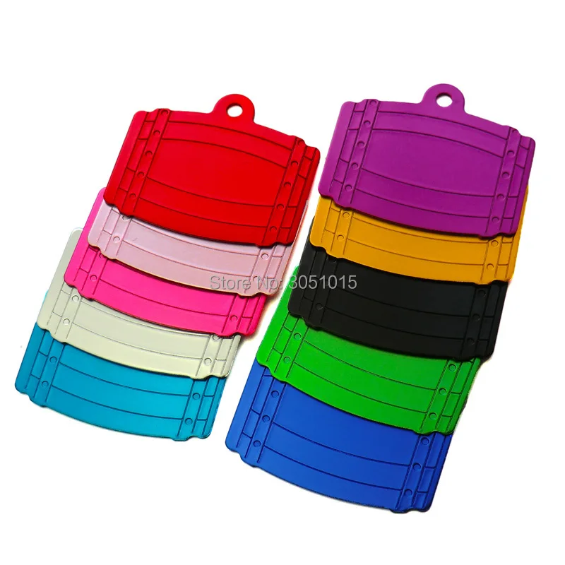 Venta al por mayor, 100 Uds., cubo grande, etiqueta de nombre de perro de aluminio anodizado de doble cara, etiqueta de identificación de mascota grabada personalizada para nombre, placa de identificación Diy - imagen 2