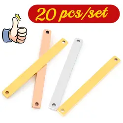 Etiqueta de identificación personalizada para perro mascota, 20 piezas, rectángulos en blanco, colgante de acero inoxidable, Collar grabable, placa con nombre, accesorios para Collar