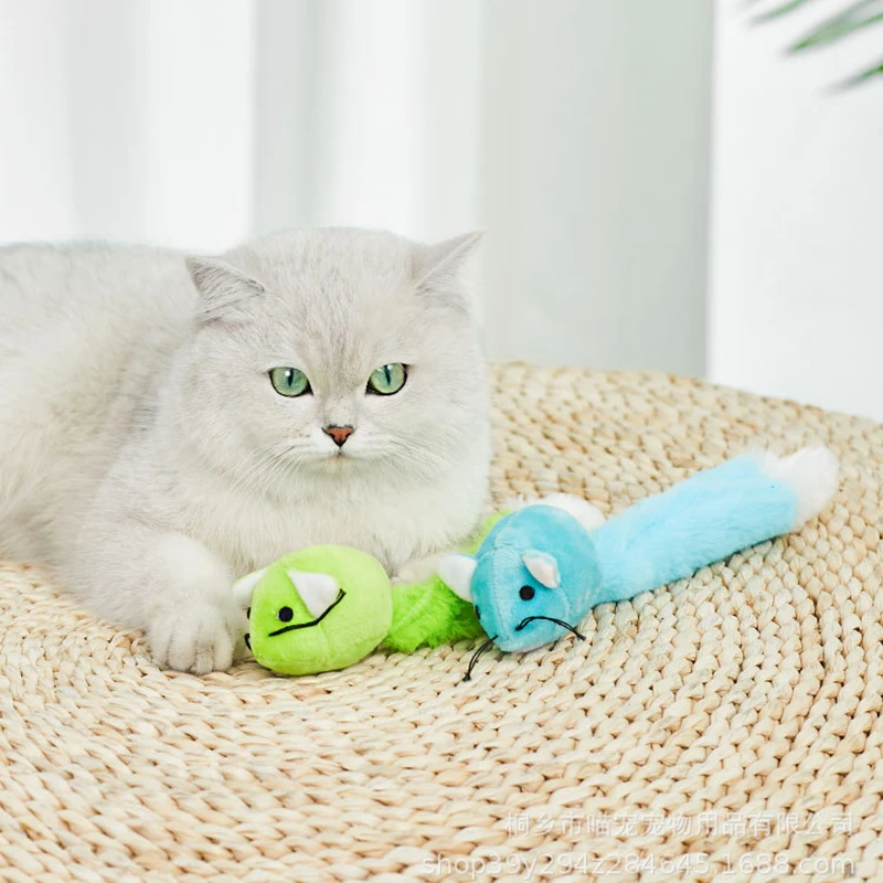 Juguete de peluche suave para gato, ratón de cola larga, gatito relleno con hierba gatera, accesorios para mascotas, suministros de juguetes interactivos para gatos - imagen 5