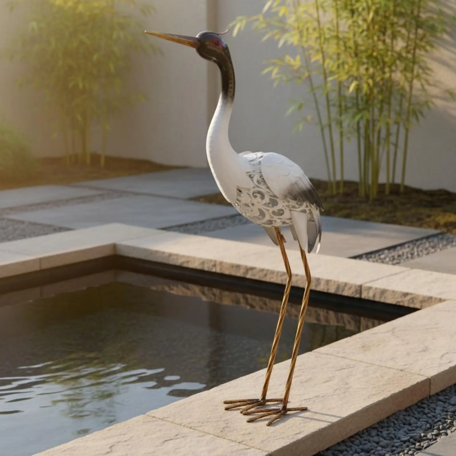 Grulla de jardín decorativa – Resistente a la intemperie - imagen 3
