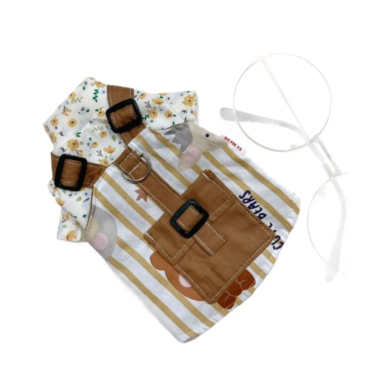 Falda con tirantes para perro, camisa con parte inferior Floral, ropa de trabajo de algodón puro para mascotas, chaleco, conjunto de oso, vestidos para perros pequeños, ropa para cachorros - imagen 5