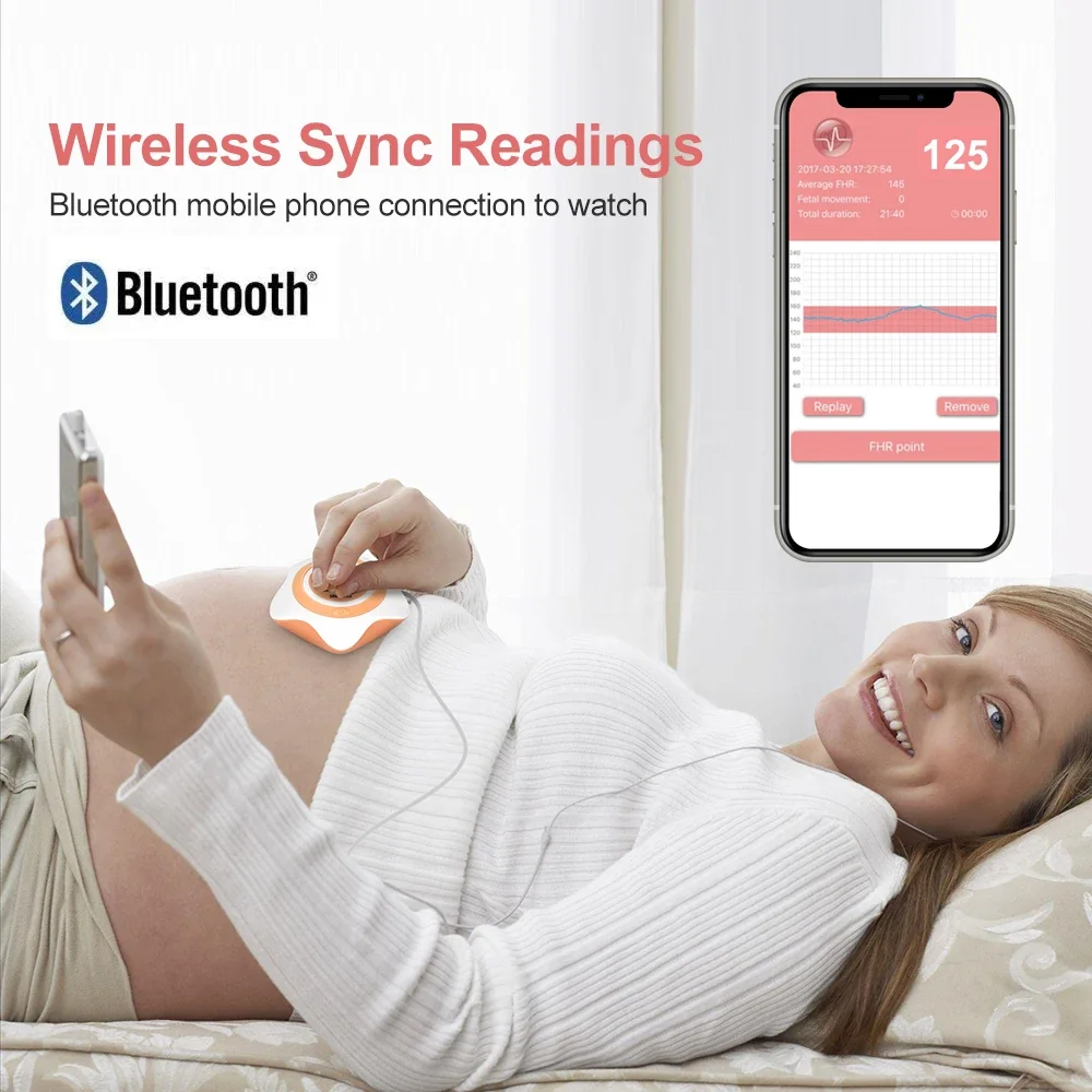 Bluetooth Doppler Fetal ultrasonido inalámbrico bolsillo Monitor de ritmo cardíaco hogar embarazo bebé Detector de sonido aplicación SF20 - imagen 5