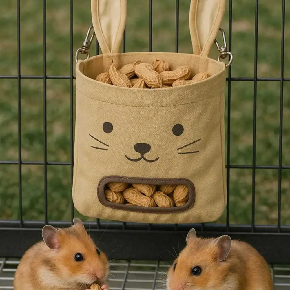 Comedero para conejos, diseño de conejitos, bolsa de forraje colgante, dispensador de césped con ganchos para conejos, conejillo de indias, hámster, Chinchillas, mascotas pequeñas