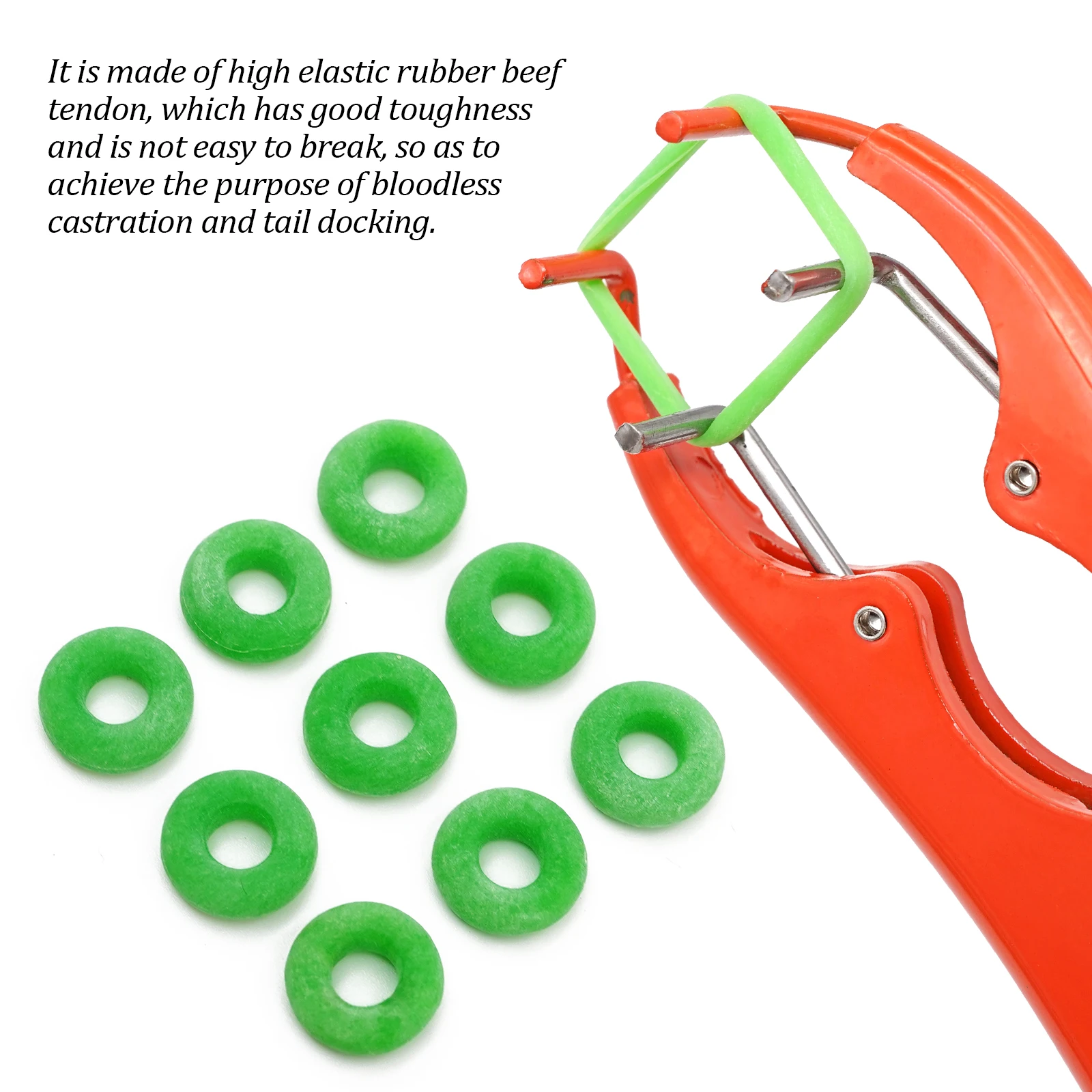 Pinzas de castración para ganado, cerdo, cabra, abrazadera de expansión, anillos de castración de goma elásticos, alicates de cola rota sin sangre para animales de granja - imagen 3