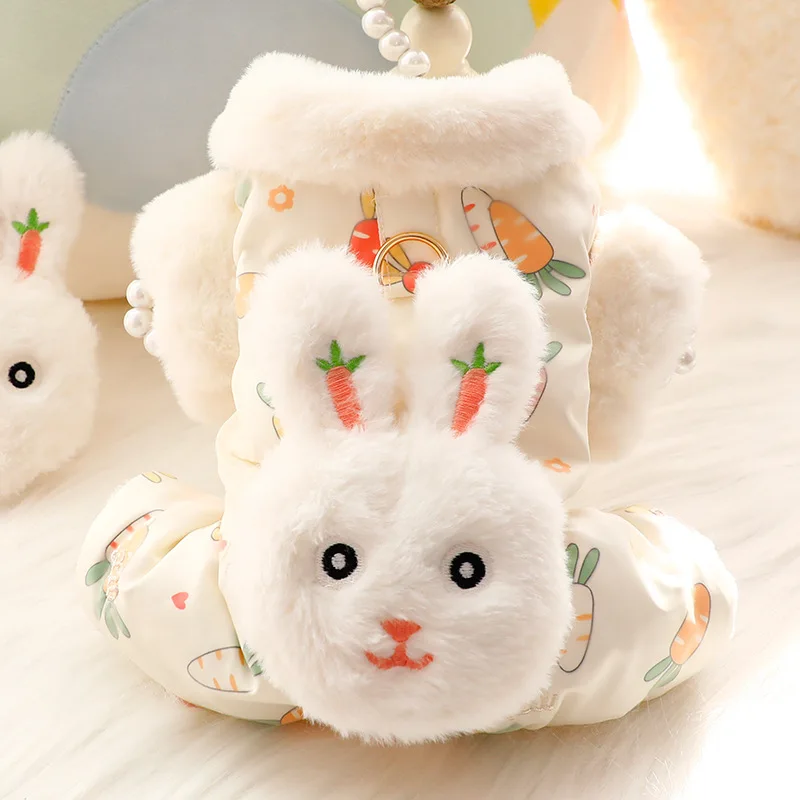 Ropa para perros, ropa de Otoño Invierno, muñeca tridimensional gruesa, dibujos animados, tracción bonita, suministros para mascotas de peluche para perros pequeños de cuatro patas - imagen 2