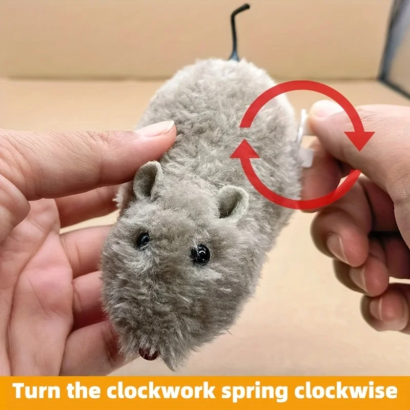 Ratón de peluche interactivo para gatos con cuerda - imagen 2