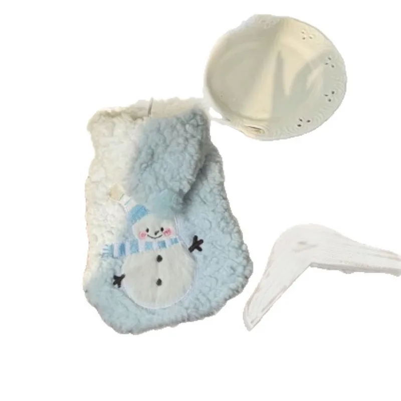 Sudadera con capucha con patrón de muñeco de nieve de peluche, ropa de invierno de Bichon, abrigo de algodón cálido Schnauzer, ropa de abrigo gruesa para exteriores para perros