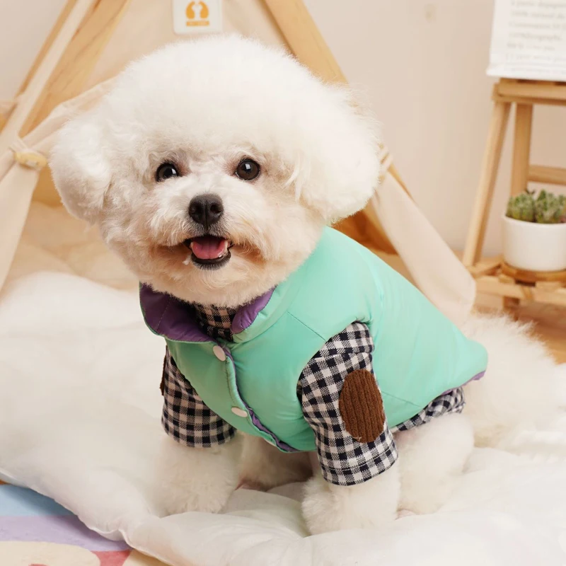 Ropa para perros de doble cara, abrigo cálido, chaqueta de invierno para perros pequeños, ropa acolchada para perros Chiwawa Dachshund, chaleco para cachorros, chaqueta XXL - imagen 4