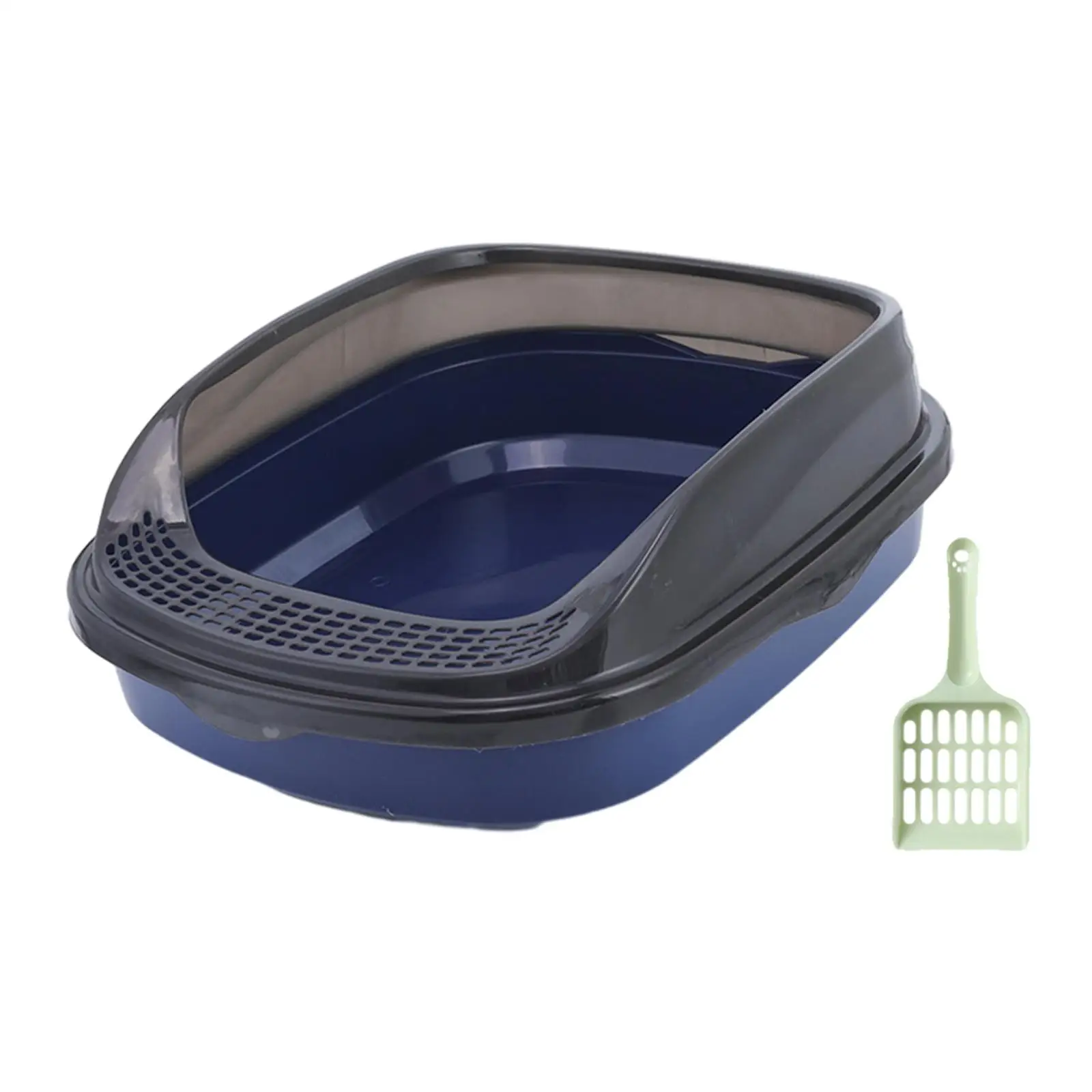 Cat Litter Box Kitten Open Potty Pan Semi Enclosed Kitty Litter Open Top Pet Litter Tray for Medium Large Cats Small Pets