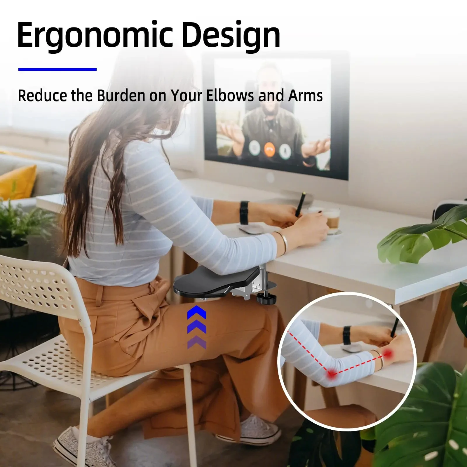 Almohadilla de reposabrazos para escritorio de ordenador, soporte de reposamuñecas ergonómico plegable para teclado, extensor de reposabrazos, soporte giratorio para alfombrilla de ratón - imagen 4