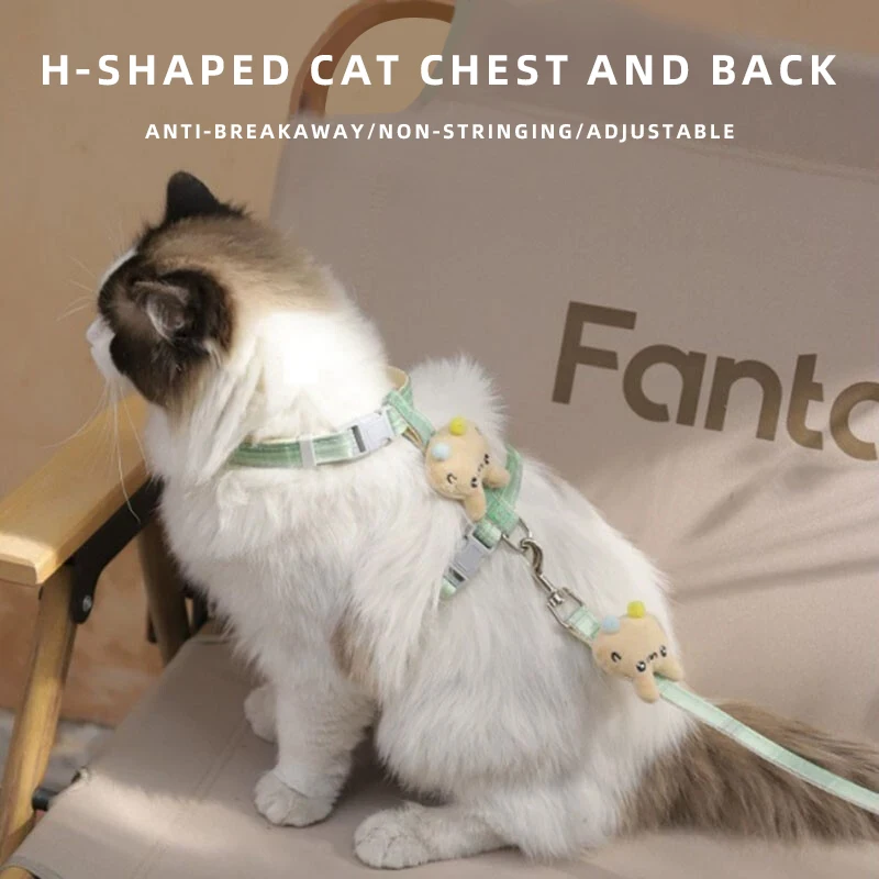 HOOPET Juego de correa de arnés para gatos a prueba de escape, chaleco suave ajustable para caminar, arnés transpirable en forma de H para perros pequeños y C - imagen 5