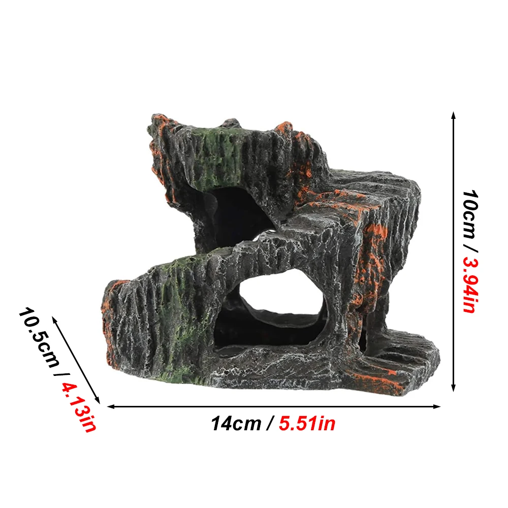 Plataforma para tomar el sol de tortuga, cueva para pecera, decoración de acuario, cueva oculta de roca Artificial, adornos para mascotas, Reptiles, anfibios, 1 ud. - imagen 2