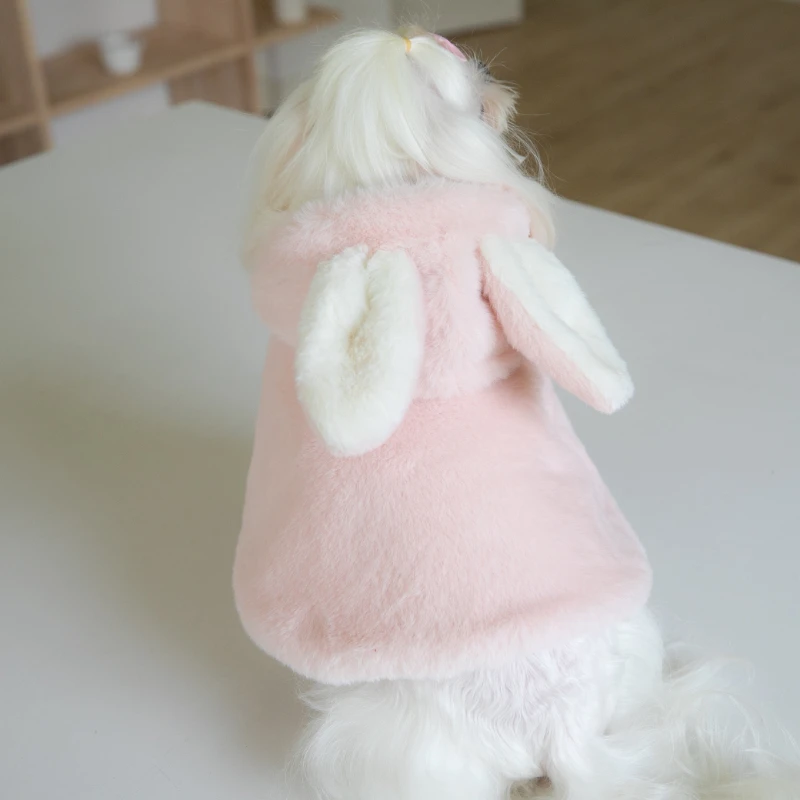 Ropa cálida de invierno para mascotas, abrigo de felpa de conejo, perro, exterior de Navidad, cortavientos de Año Nuevo, abrigo grueso de lana, regalo - imagen 2