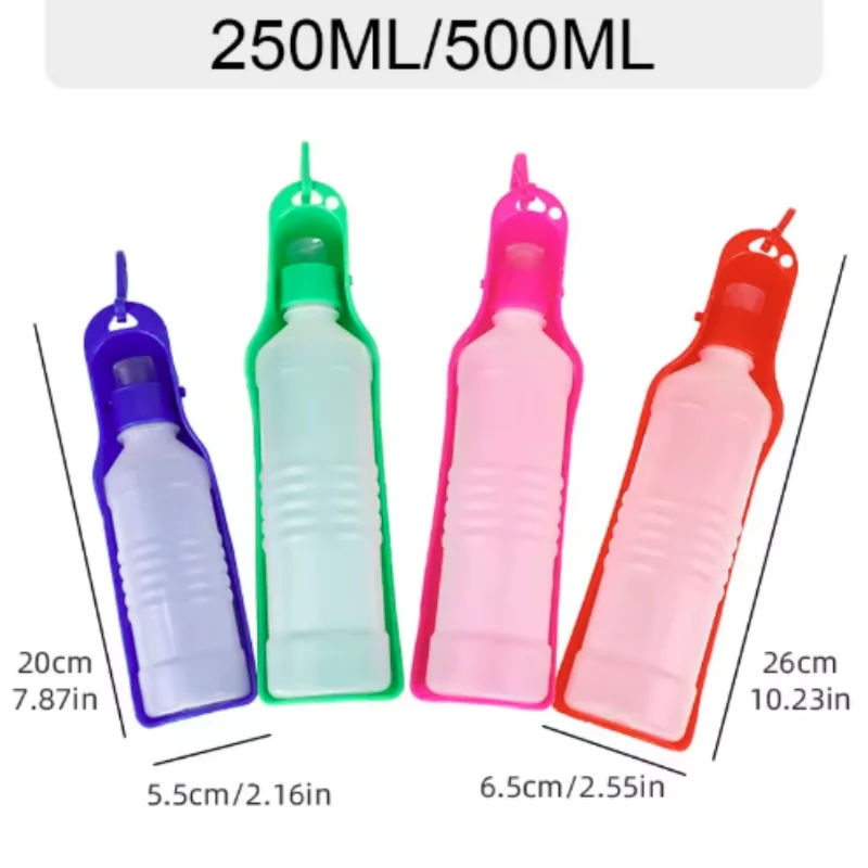 Bebedero plegable para mascotas, cuenco de agua portátil para perros y gatos, botella de agua de viaje para mascotas de 500ML/250ML, cuenco de plástico para beber al aire libre - imagen 5