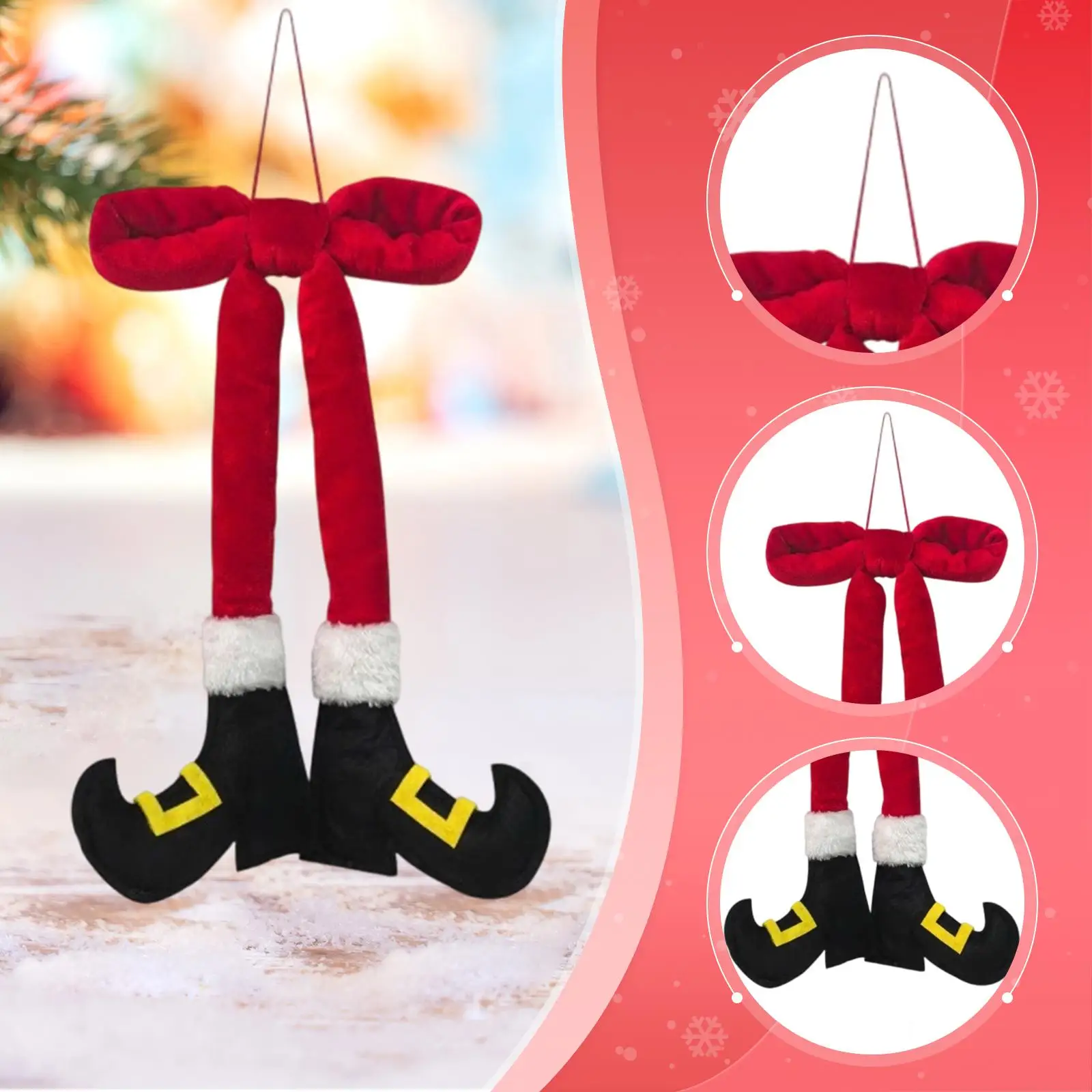 Patas de elfo de Navidad colgantes decoración de piernas de Papá Noel lindo colgante decorativo de coche novedoso - imagen 5