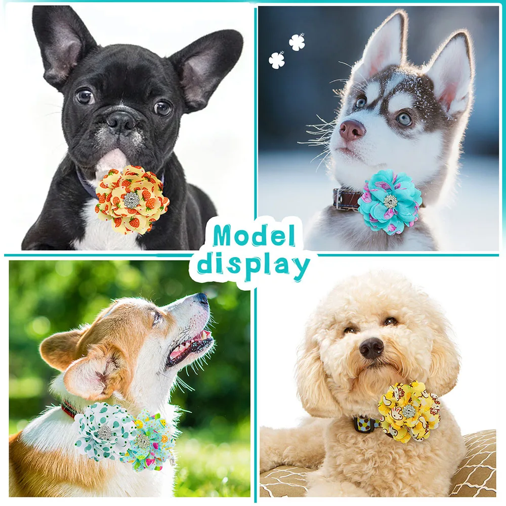 Collar de flores grandes para mascotas, accesorios de moda para perros, pajaritas, suministros de verano para mascotas, novedad - imagen 2
