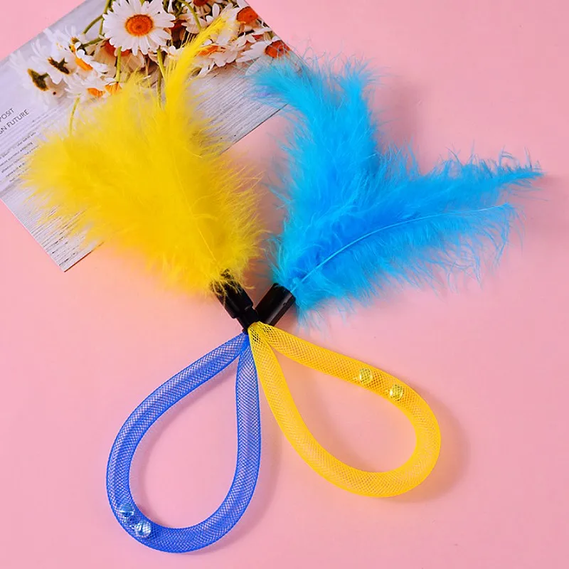 Juguetes para gatos, palos de plumas, 2 uds., juego de juguetes interactivos para gatos, juguetes de plumas con campana para gatos, red elástica, juguete para gatos, suministros para mascotas - imagen 2
